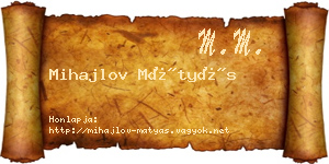 Mihajlov Mátyás névjegykártya